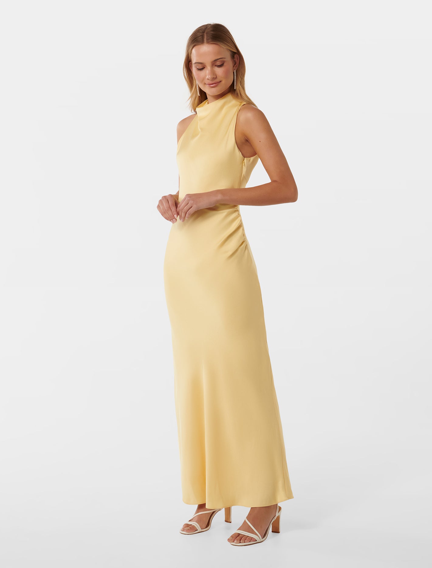 Michelle Satin Maxi Dress - Open Back Design