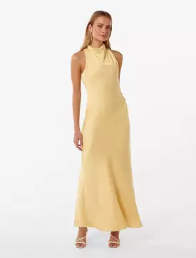 Michelle Satin Maxi Dress - Open Back Design