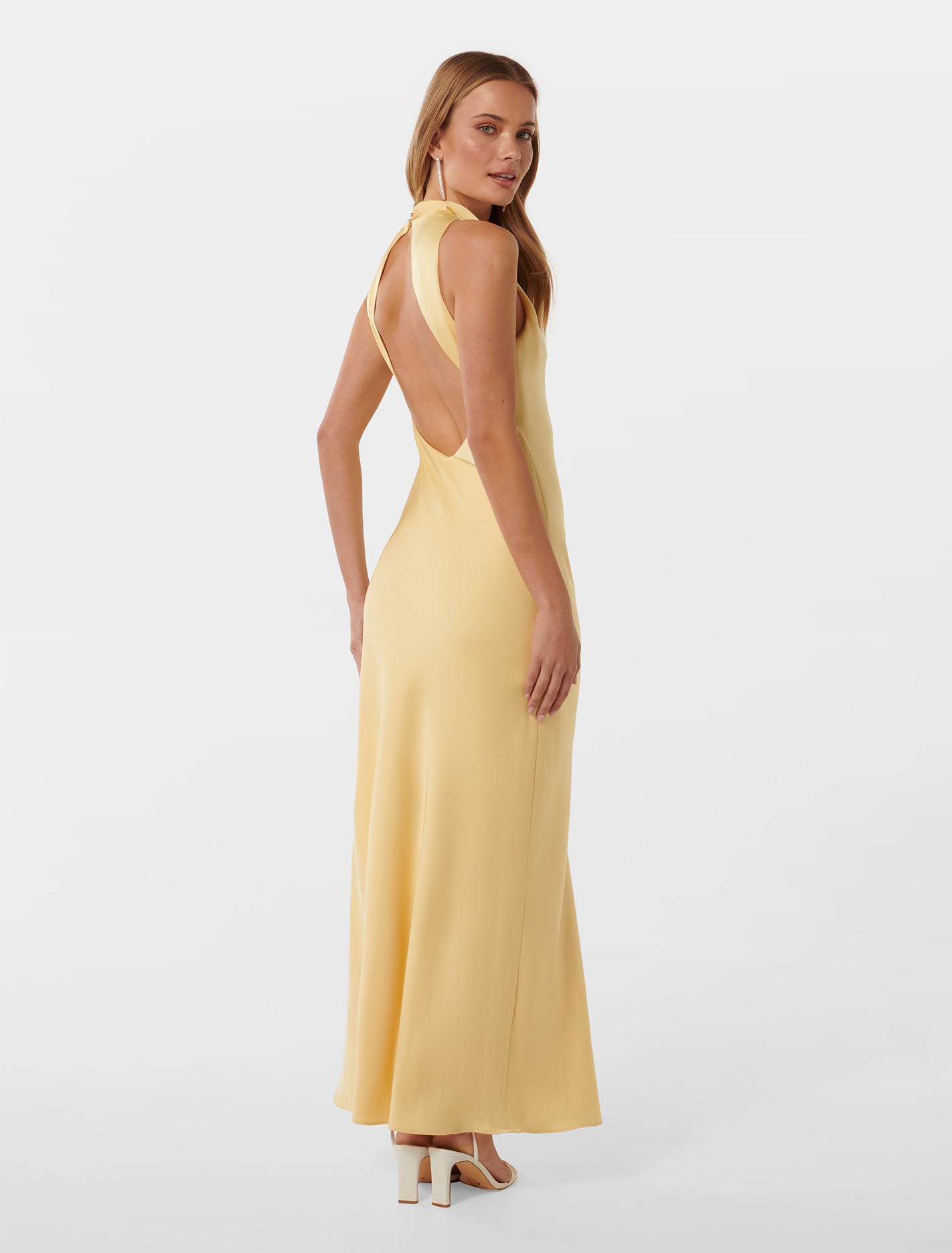 Michelle Satin Maxi Dress - Open Back Design