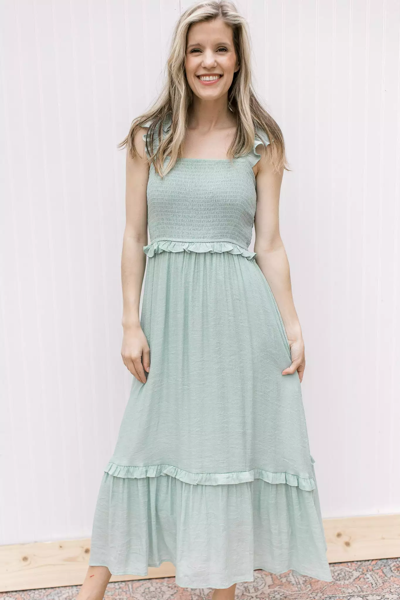 Mint Tea Flutter Sleeve Dress - Google SEO Result