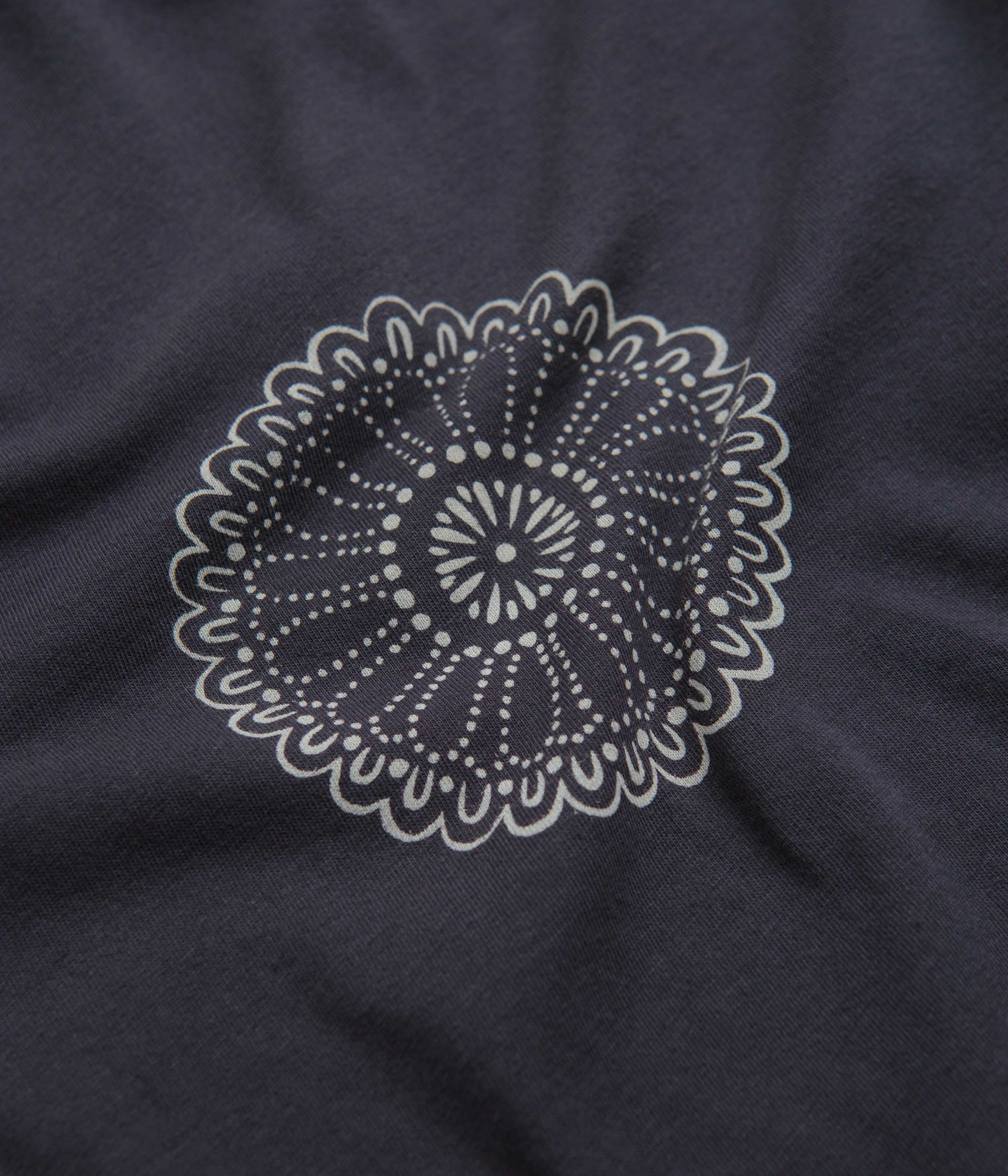 Mollusk Chrysanthemum T-Shirt in Black Indigo