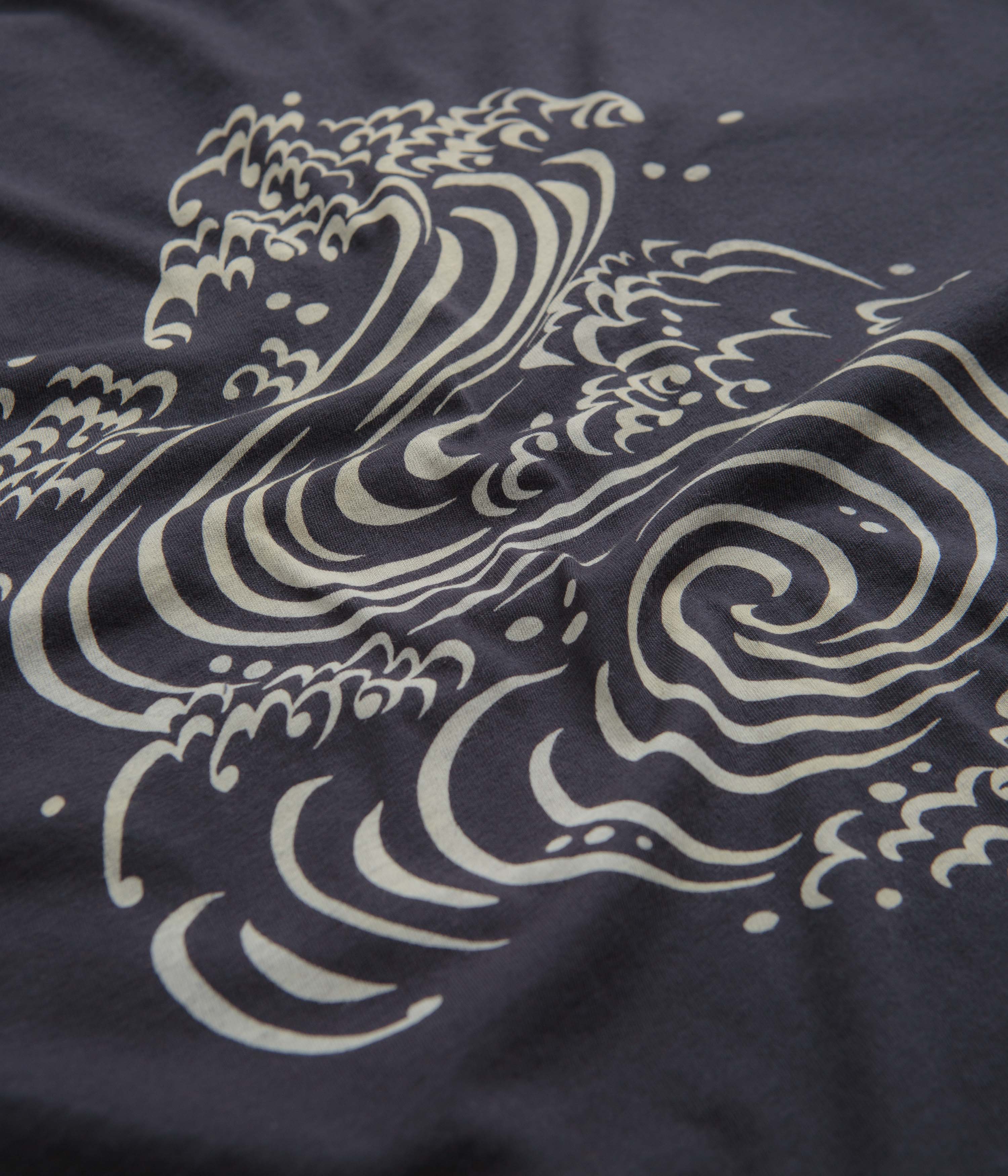 Mollusk Chrysanthemum T-Shirt in Black Indigo