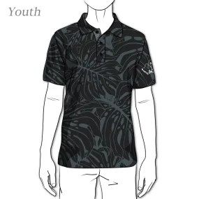 Monstera 2.0 Obsidian Black Polo Shirt - Youth OGA - Black