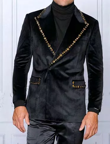 MZV-531 Black Gold Velvet Sport Coat by INSOMNIA