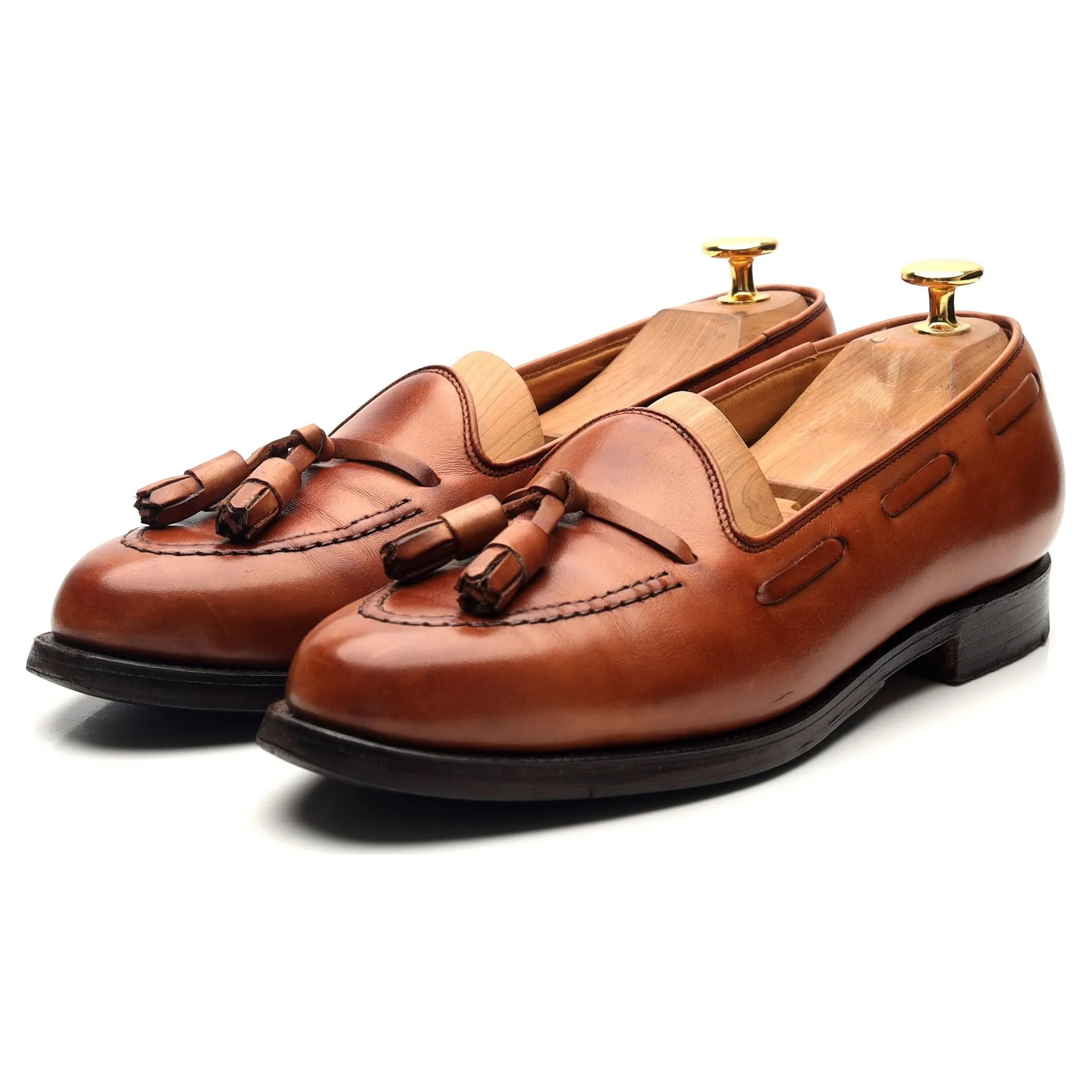 Naseby Tan Brown Leather Tassel Loafers UK 7 C Women