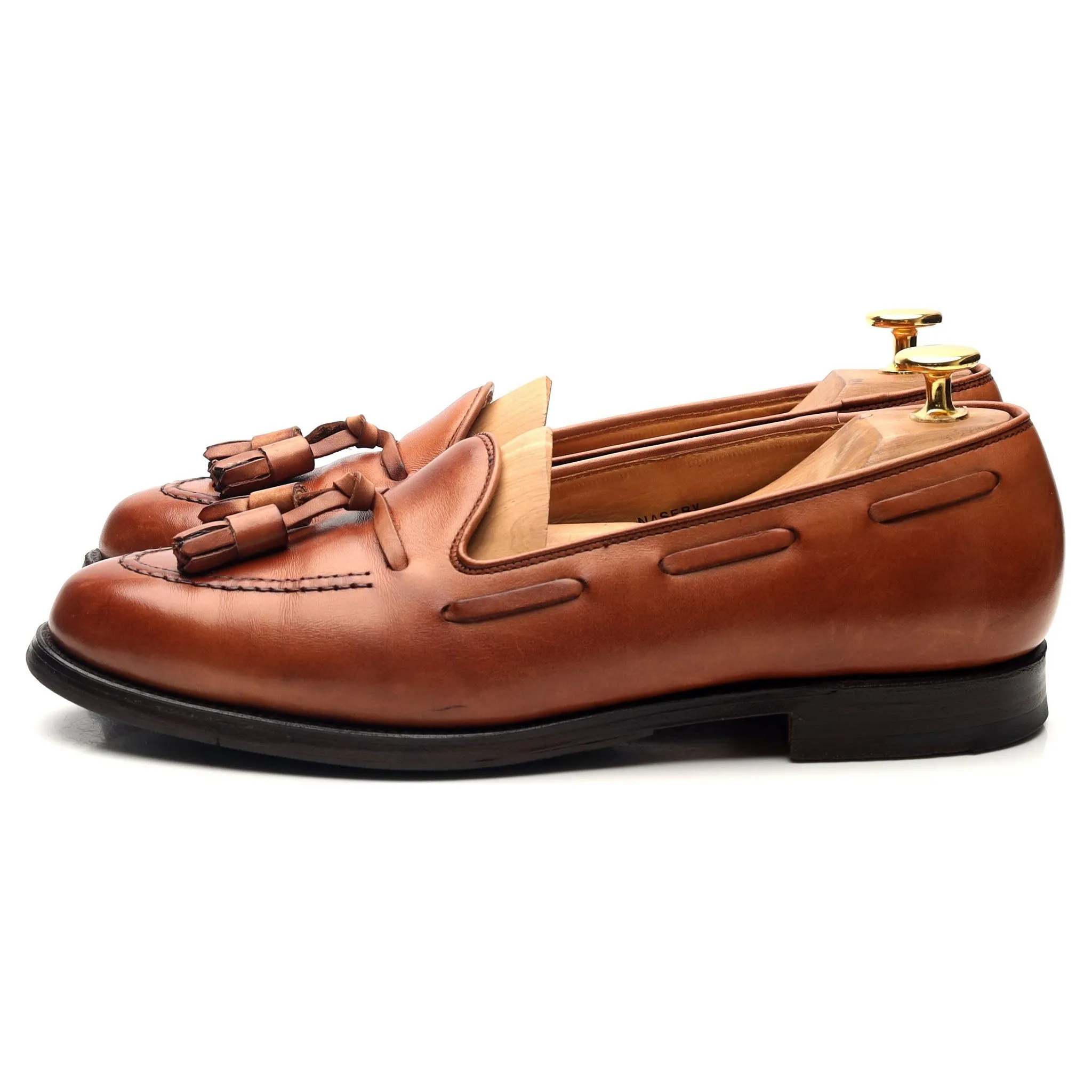 Naseby Tan Brown Leather Tassel Loafers UK 7 C Women