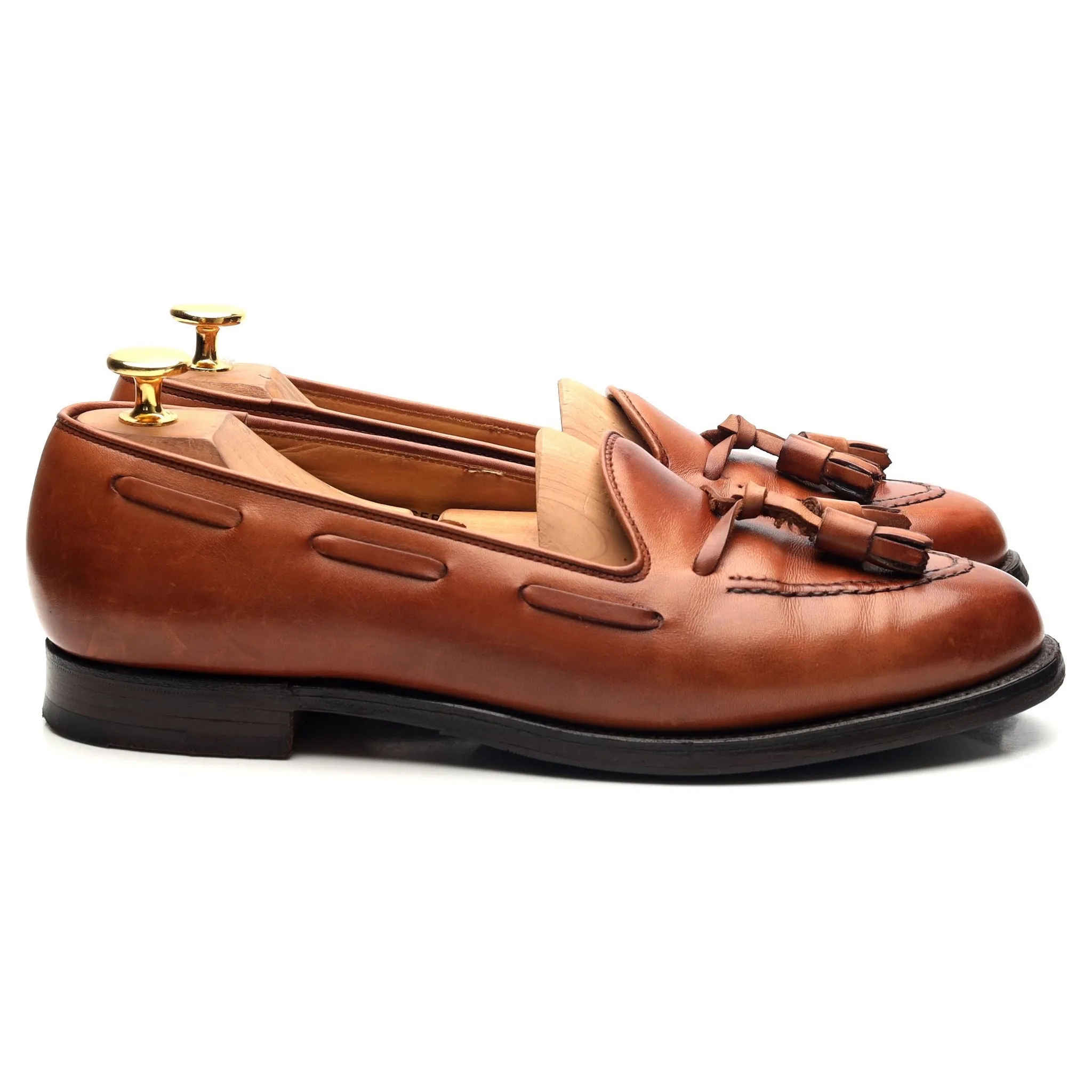 Naseby Tan Brown Leather Tassel Loafers UK 7 C Women