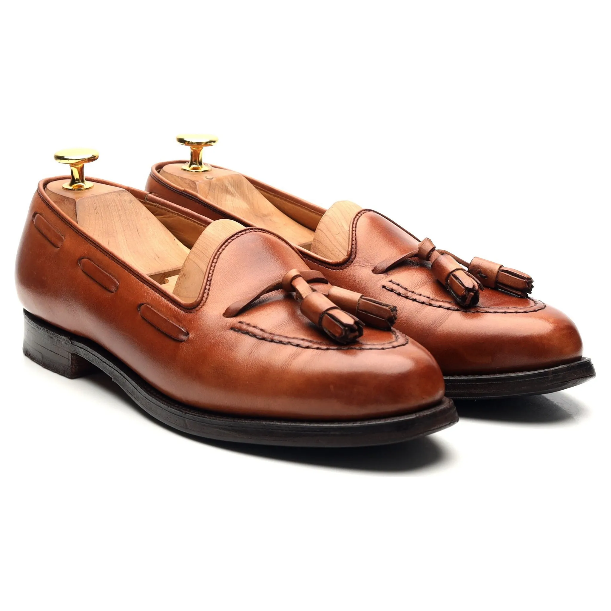 Naseby Tan Brown Leather Tassel Loafers UK 7 C Women