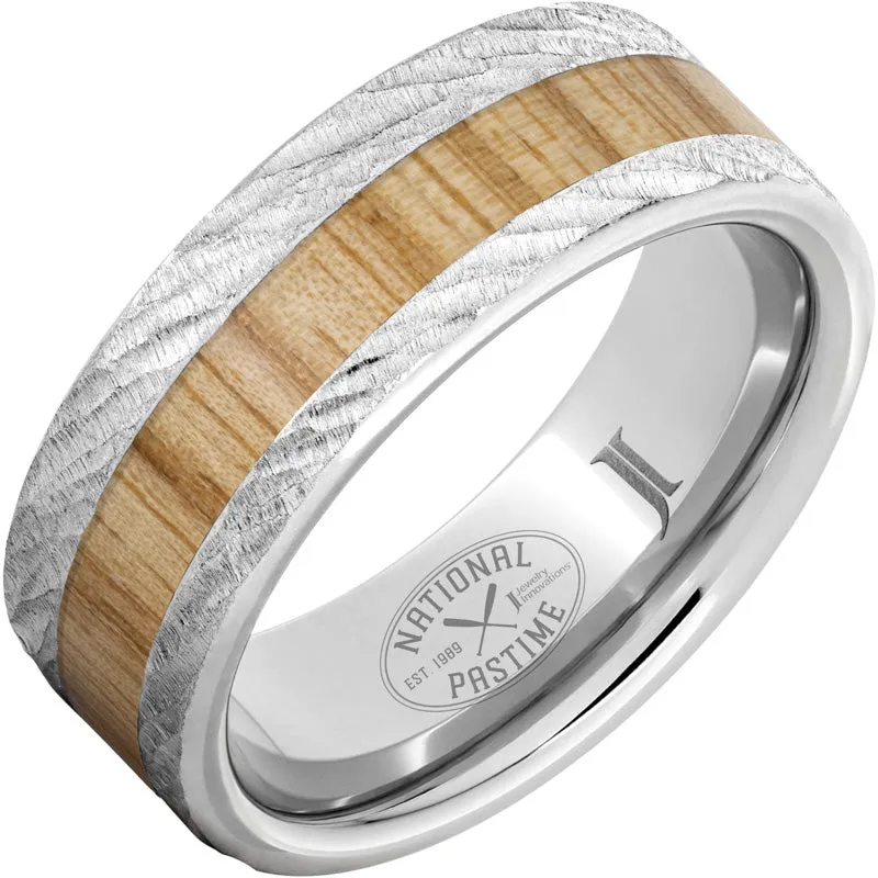 National Pastime Collection Baseball Ring with Ash Wood Inlay and Bark Finish