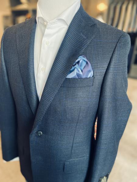 Navy Plaid Sport Coat - Heritage Gold