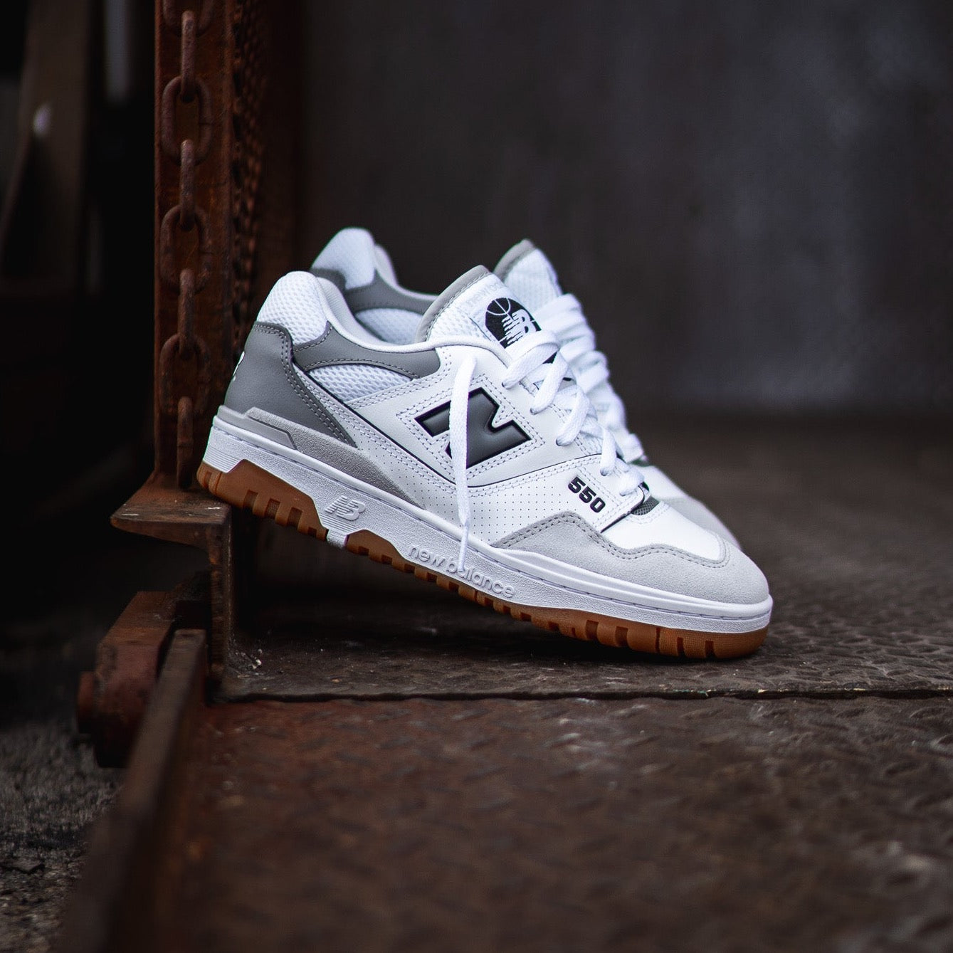 New Balance 550 Shoes in White and Grey - BB550ESC