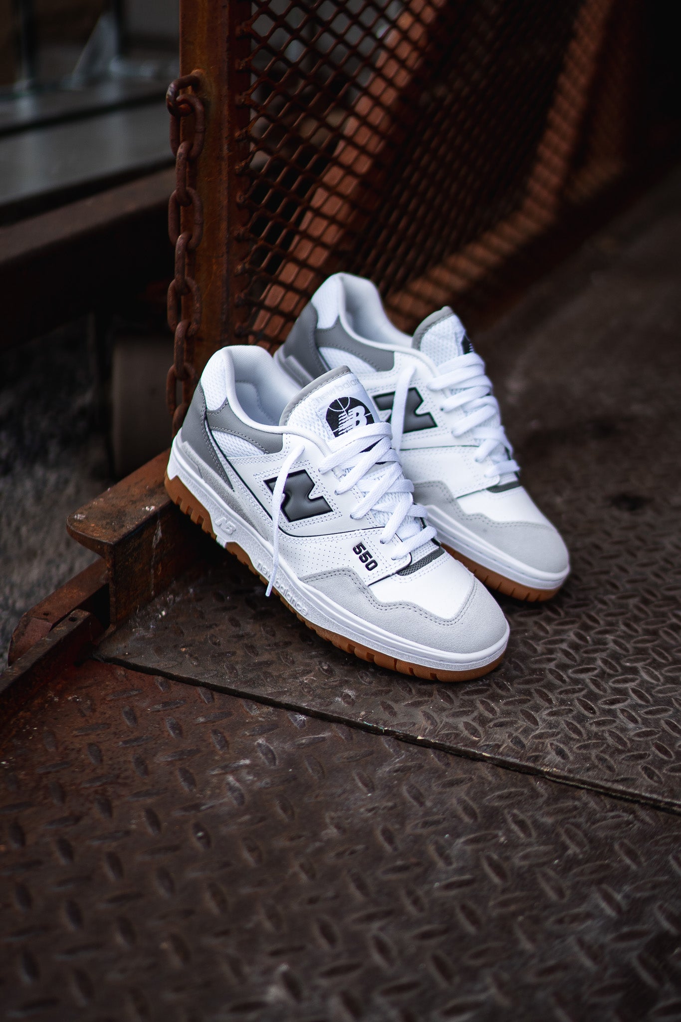 New Balance 550 Shoes in White and Grey - BB550ESC