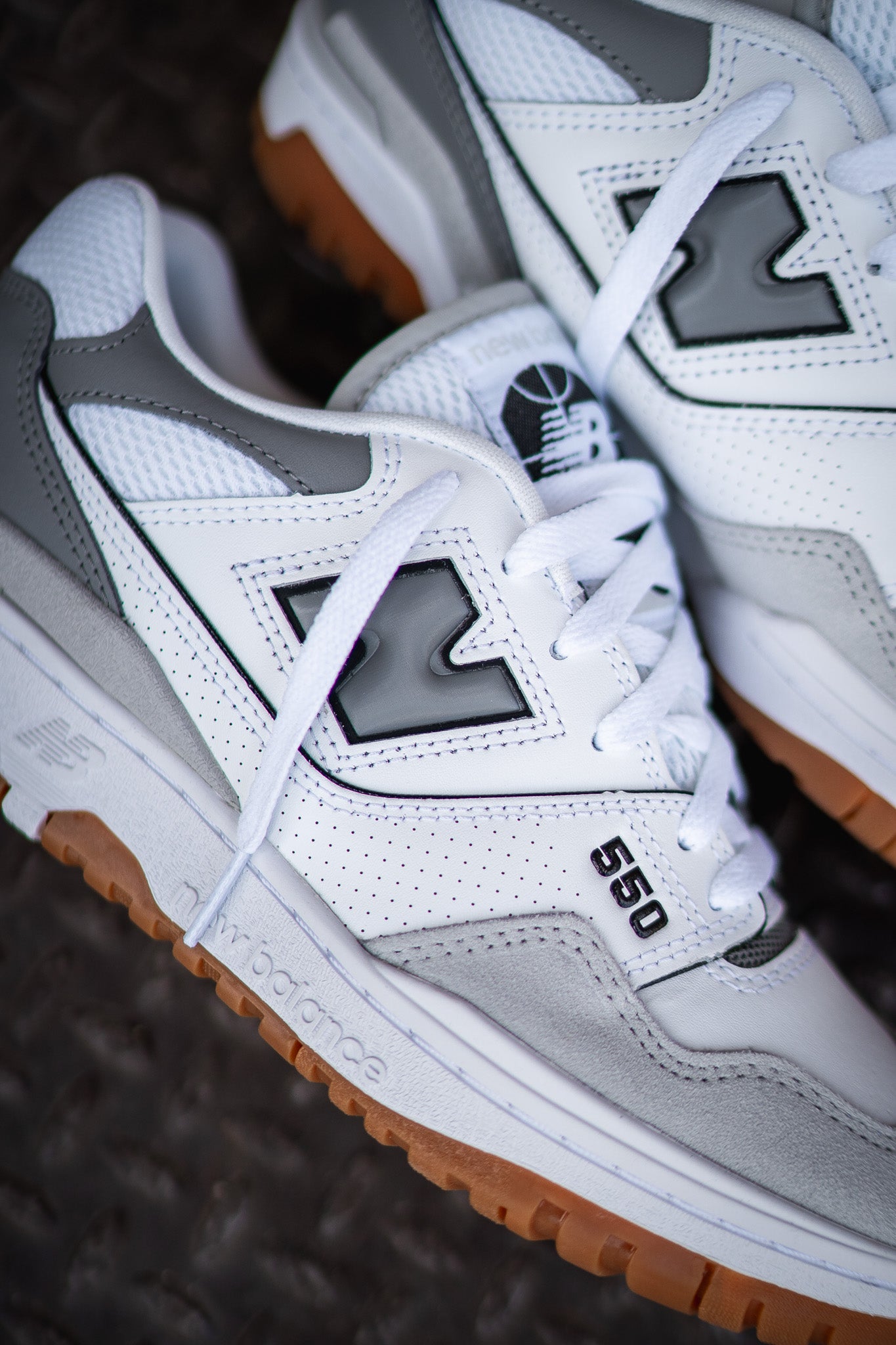 New Balance 550 Shoes in White and Grey - BB550ESC