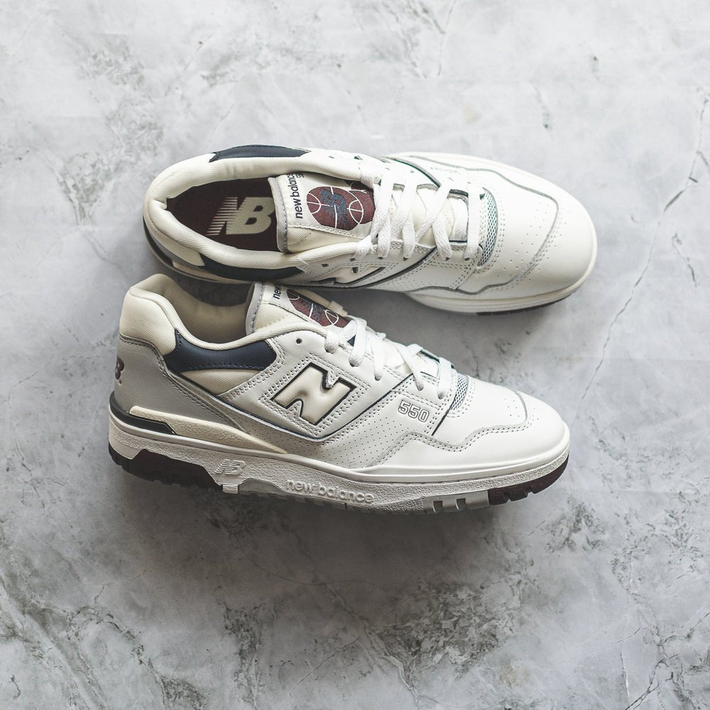 New Balance 550 - White Burgundy Navy