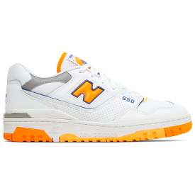 New Balance 550 White Sneakers with Vibrant Orange Details