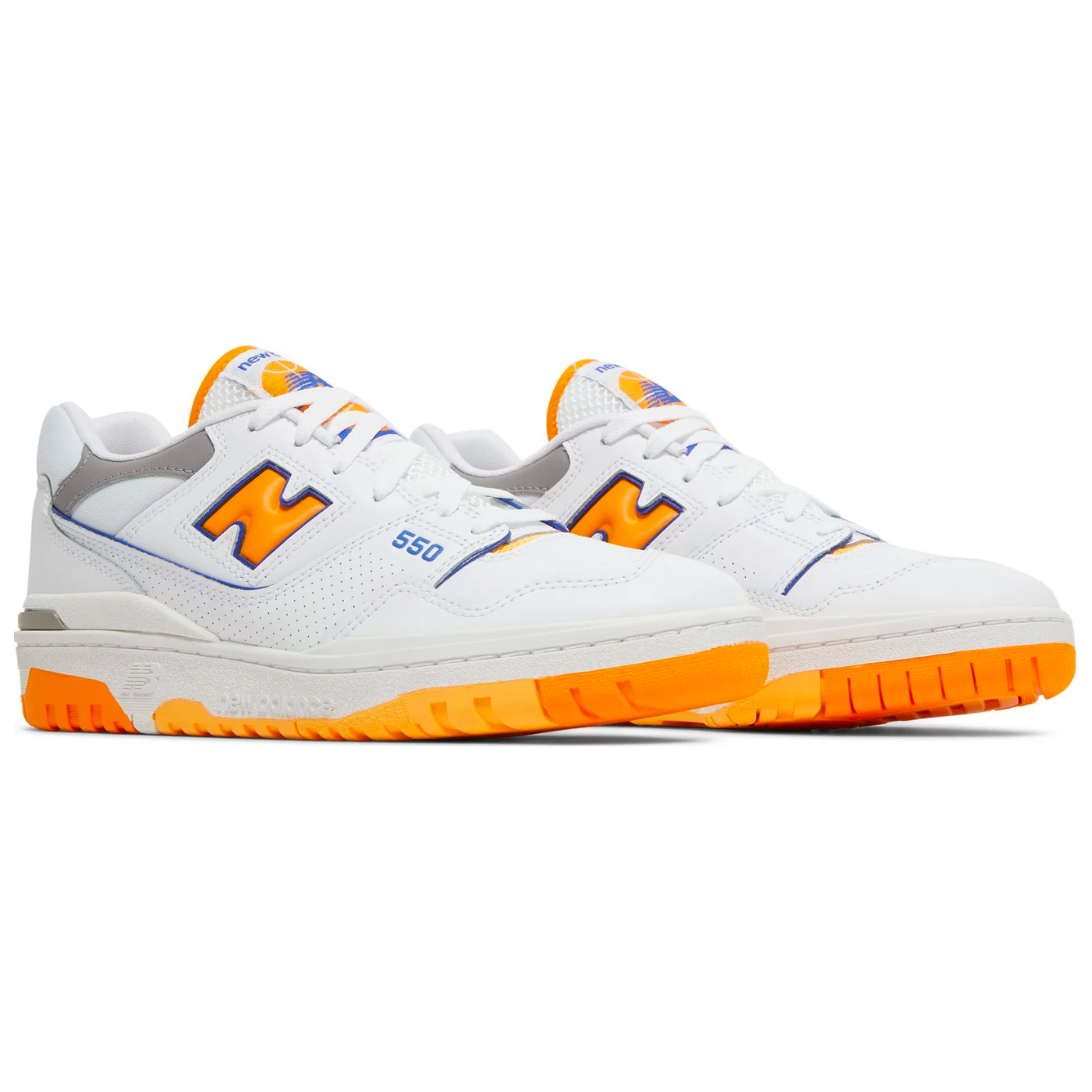 New Balance 550 White Sneakers with Vibrant Orange Details