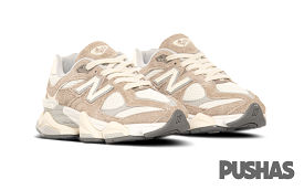 New Balance 9060 shoes in 'Driftwood Stone Pink Sea Salt'; available in 2023.