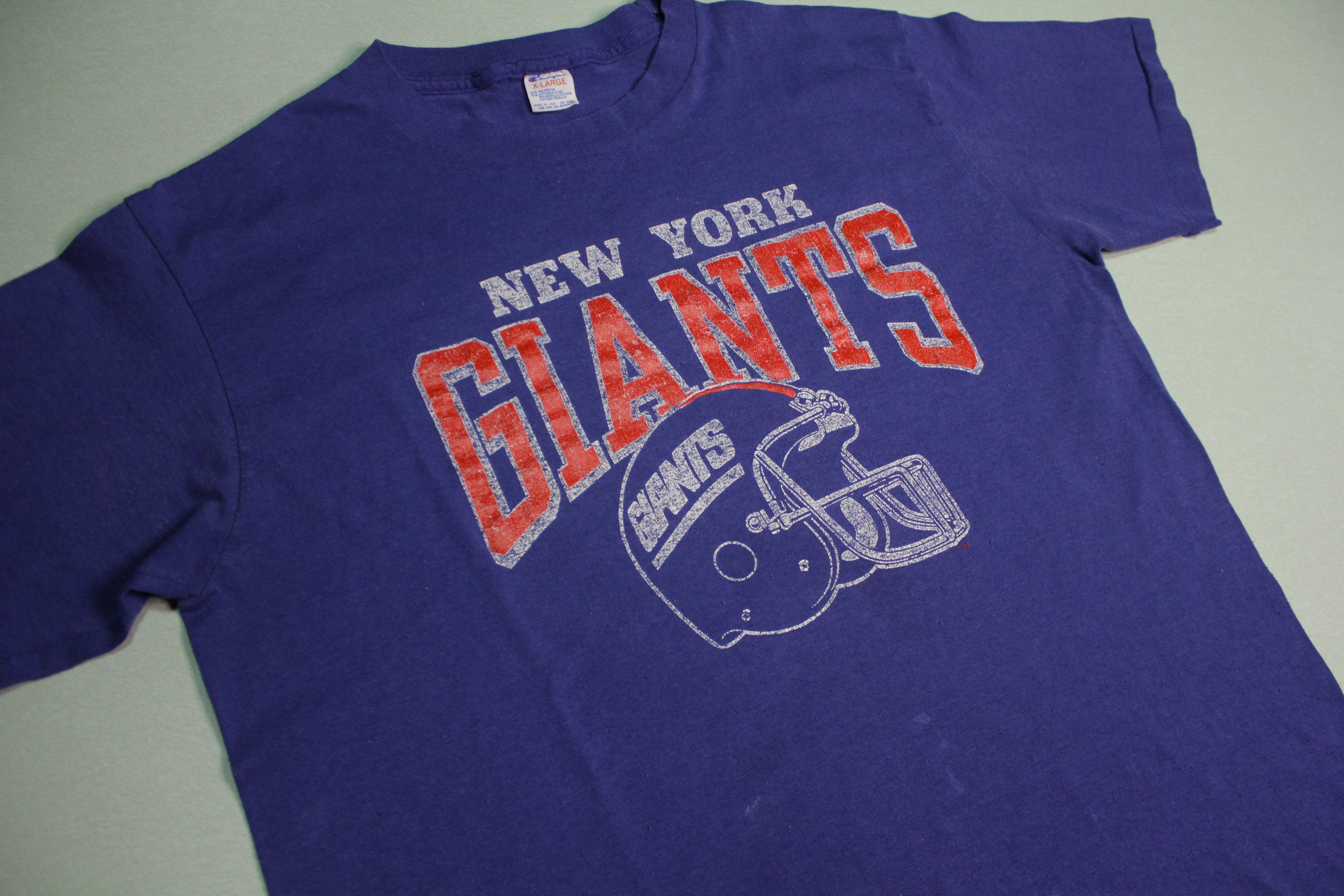 New York Giants Helmet T-Shirt - 80's Vintage, Champion, Made in USA, Single Stitch.