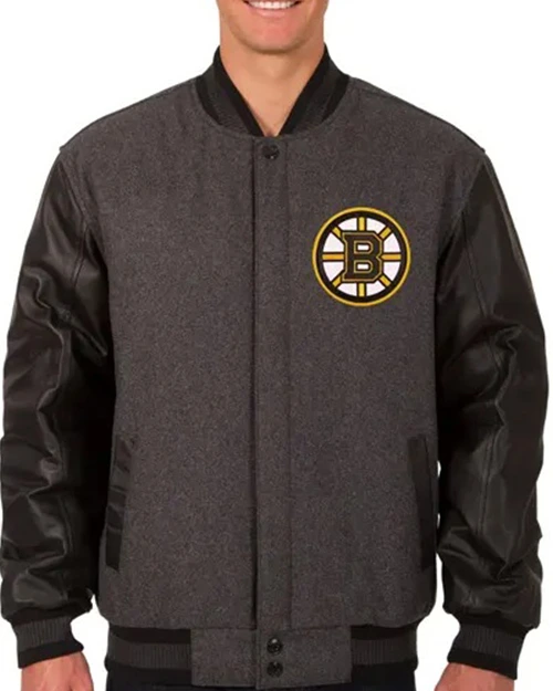 Boston Bruins grey varsity jacket William jacket