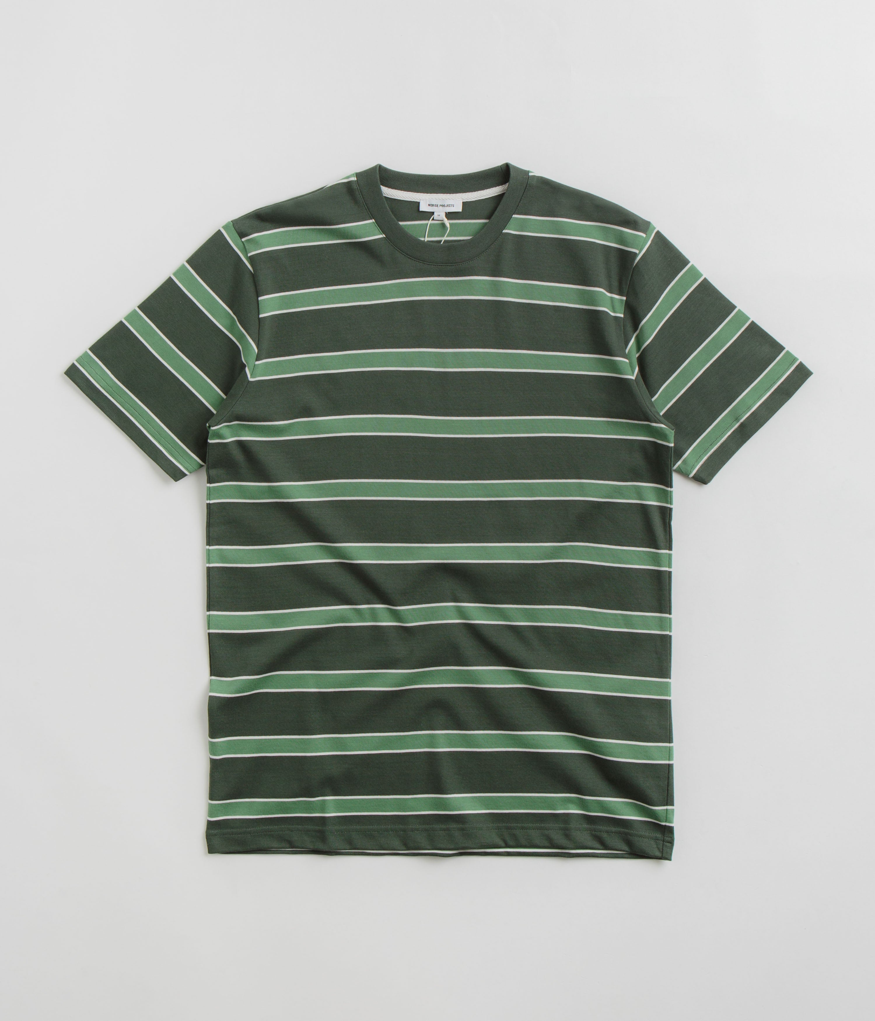 Norse Projects Organic Multicolour Stripe T-Shirt - Spruce Green.