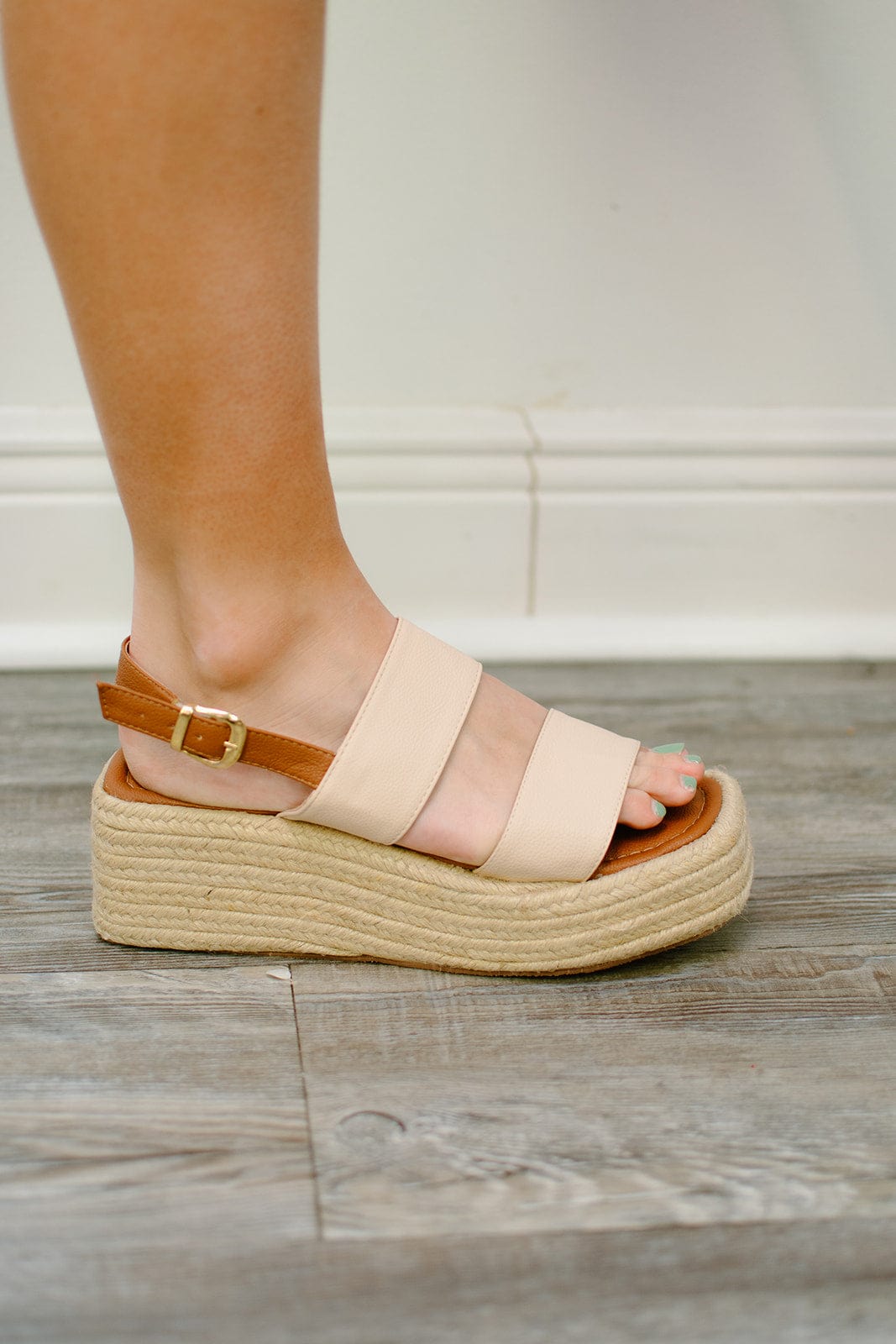 Nude Platform Wedge Sandals