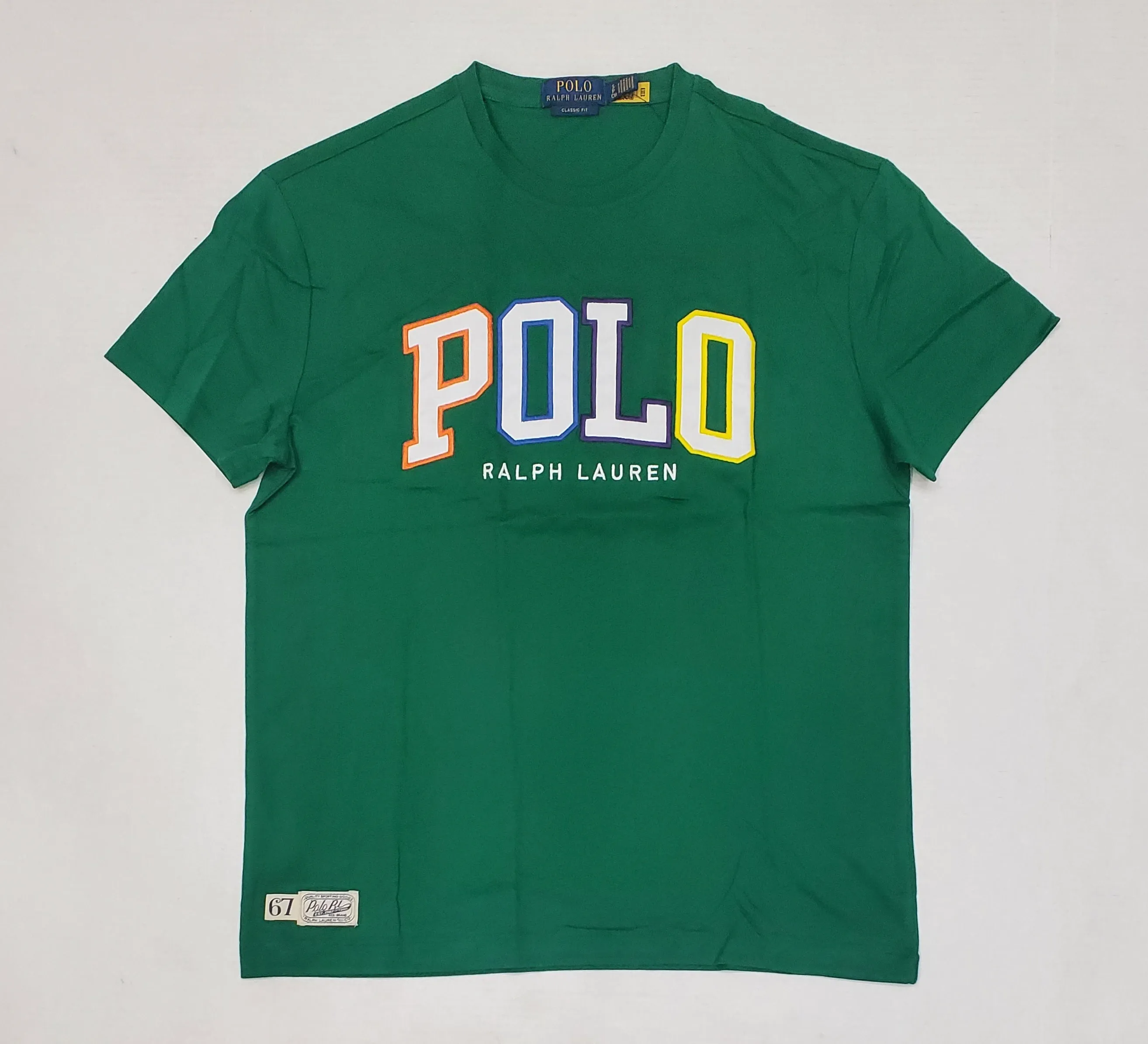 New Polo Ralph Lauren Green Patch Spellout Classic Fit T-shirt