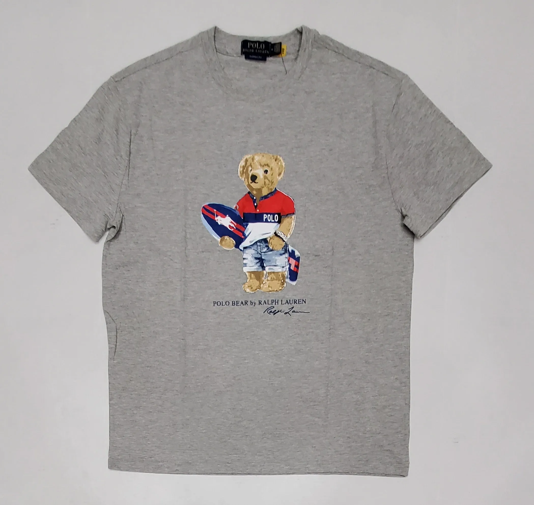 Nwt Polo Ralph Lauren Grey Surfboard Teddy Bear Custom Fit Classic Fit Tee