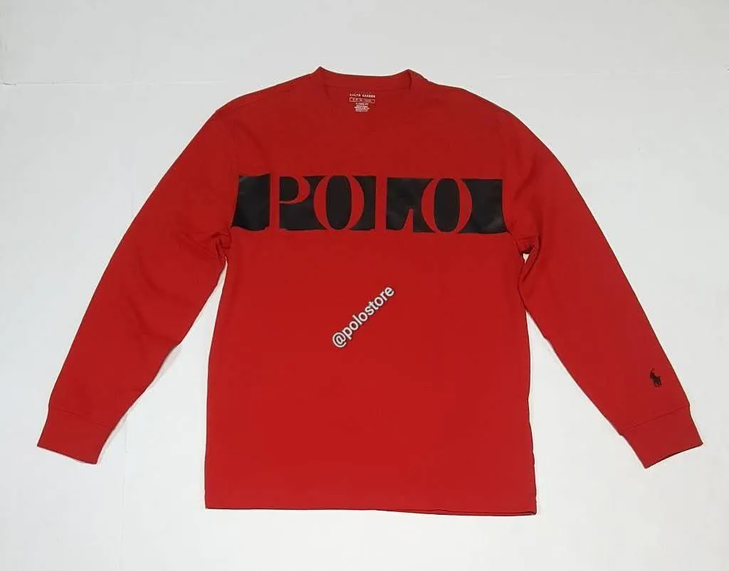 New with Tags Polo Ralph Lauren Red/Black Classic Fit Spellout Long Sleeve Tee