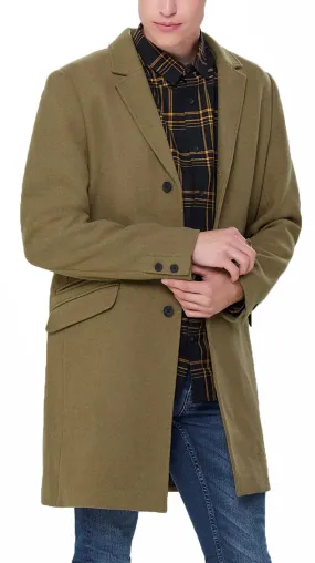 Only Sons Julian Wool Coat Lead Gray