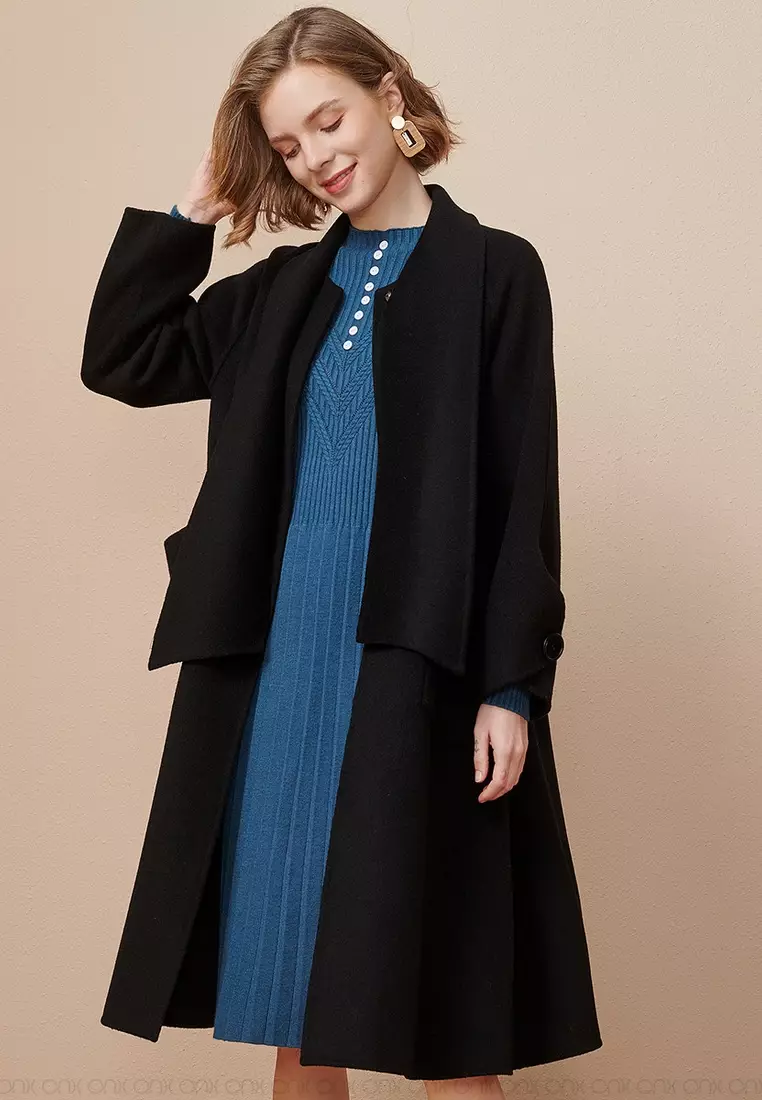 Elegant Long Wool Blend Coat - ONX.HK