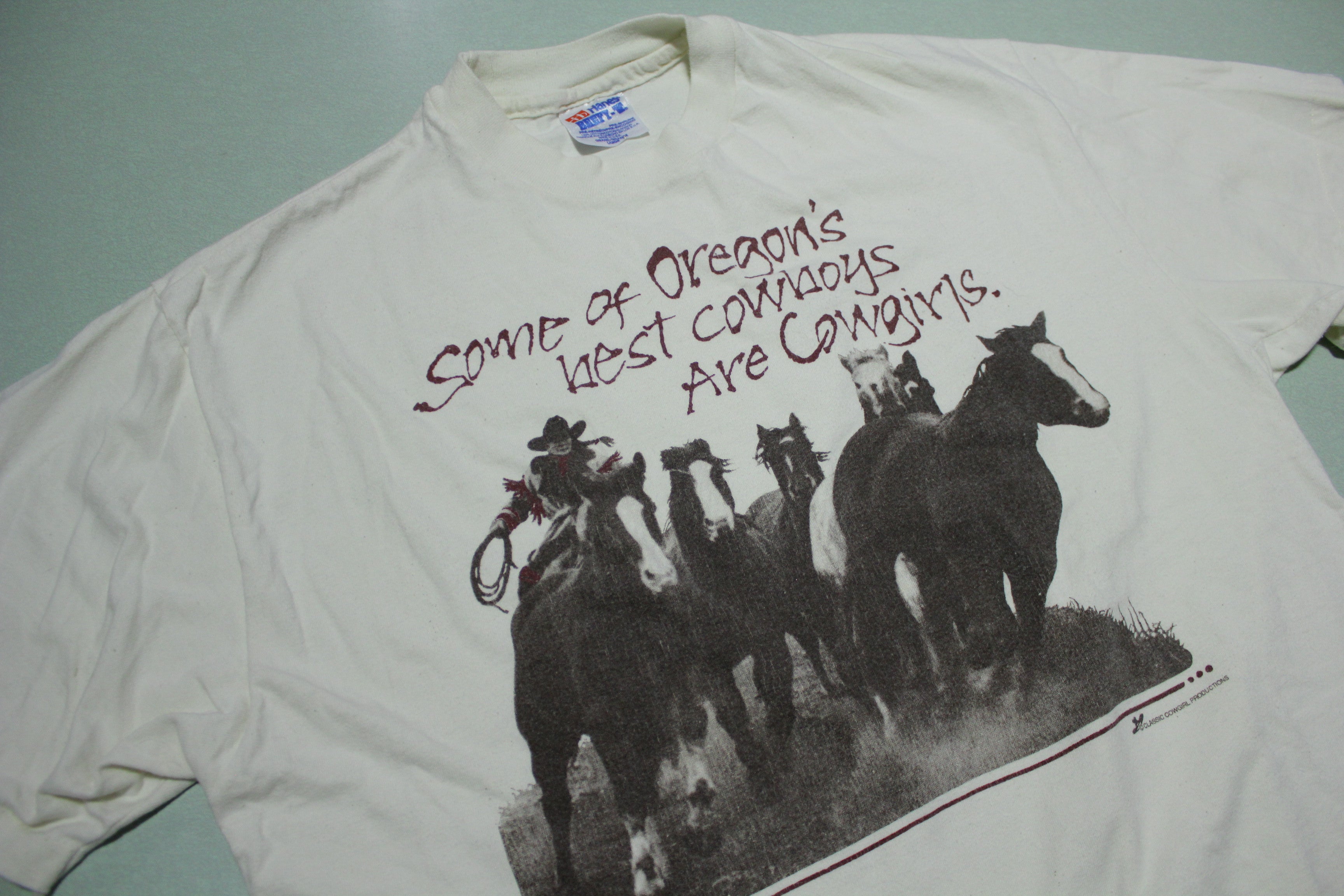 Oregon Cowgirls Vintage 90's Funny Single Stitch T-Shirt - Best Cowboys in USA