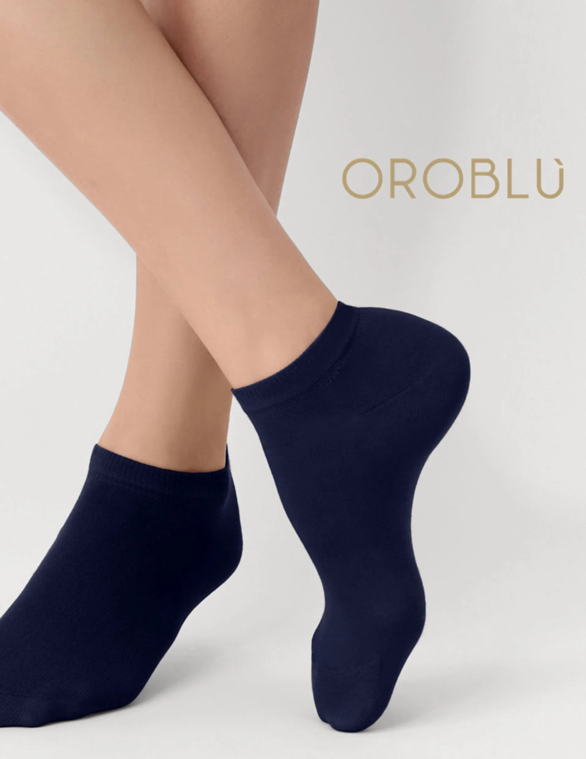 Blue Organic Cotton Sneaker Socks by Oroblu