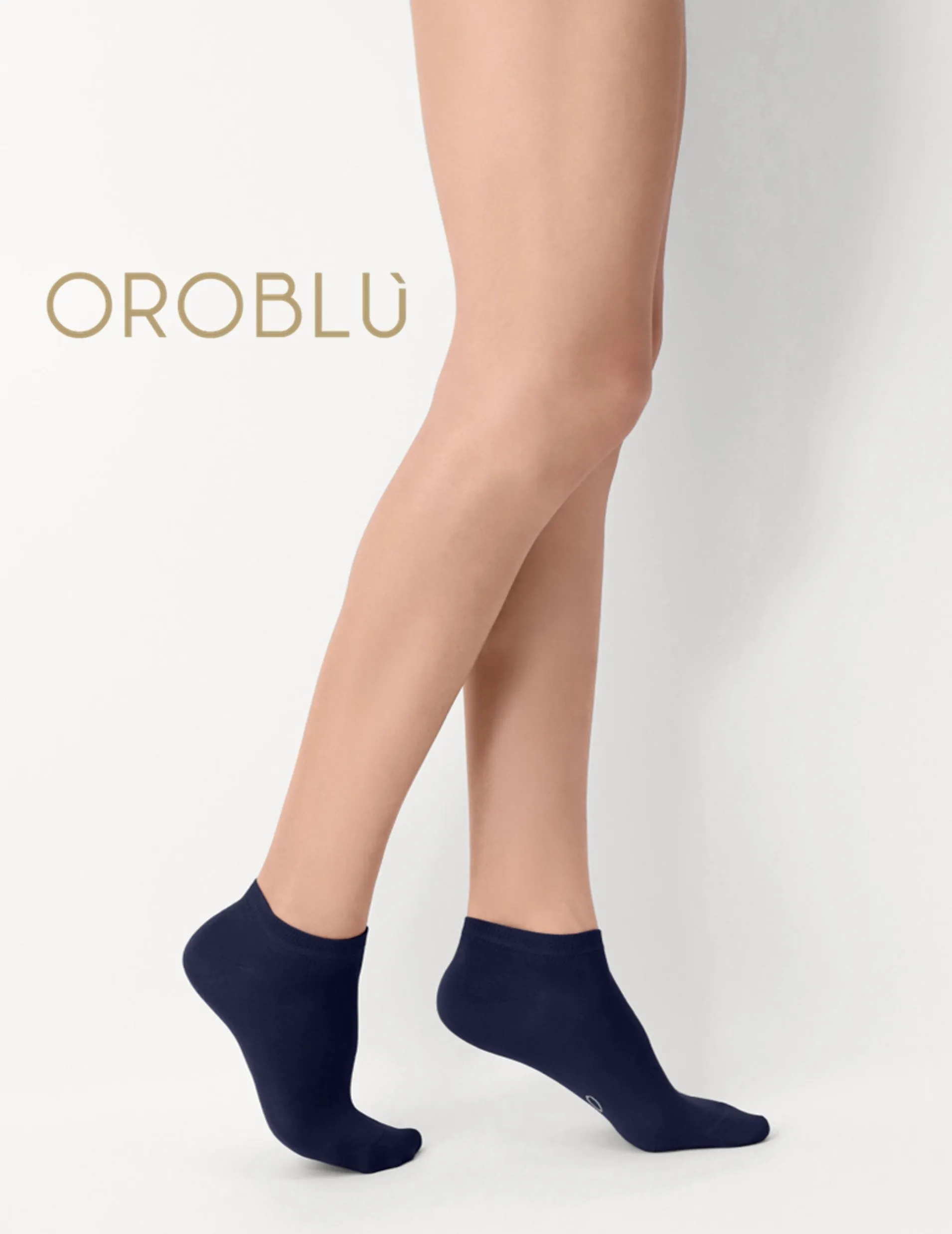 Blue Organic Cotton Sneaker Socks by Oroblu