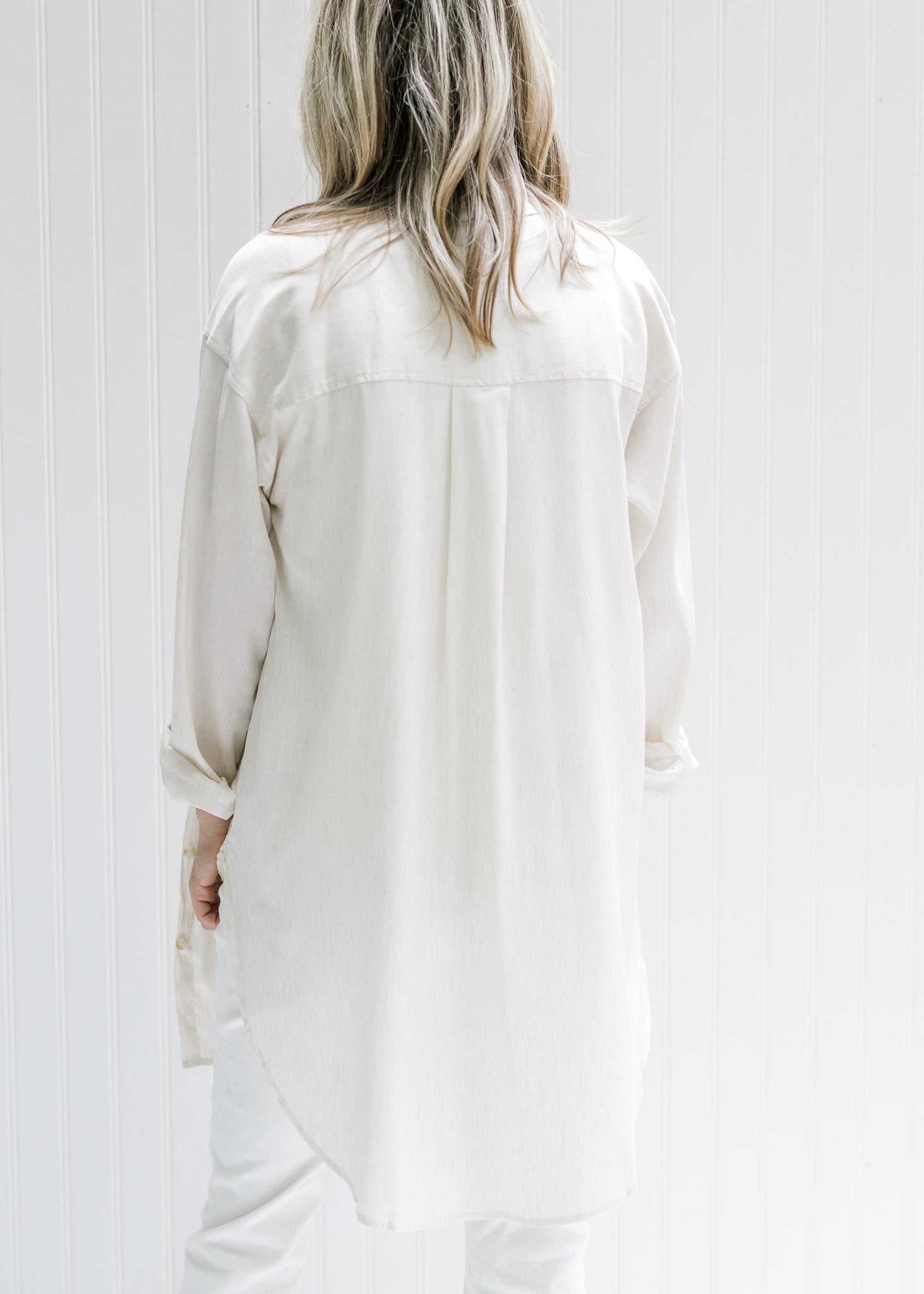 Oversized Button-Down Shirt in Cream Color.