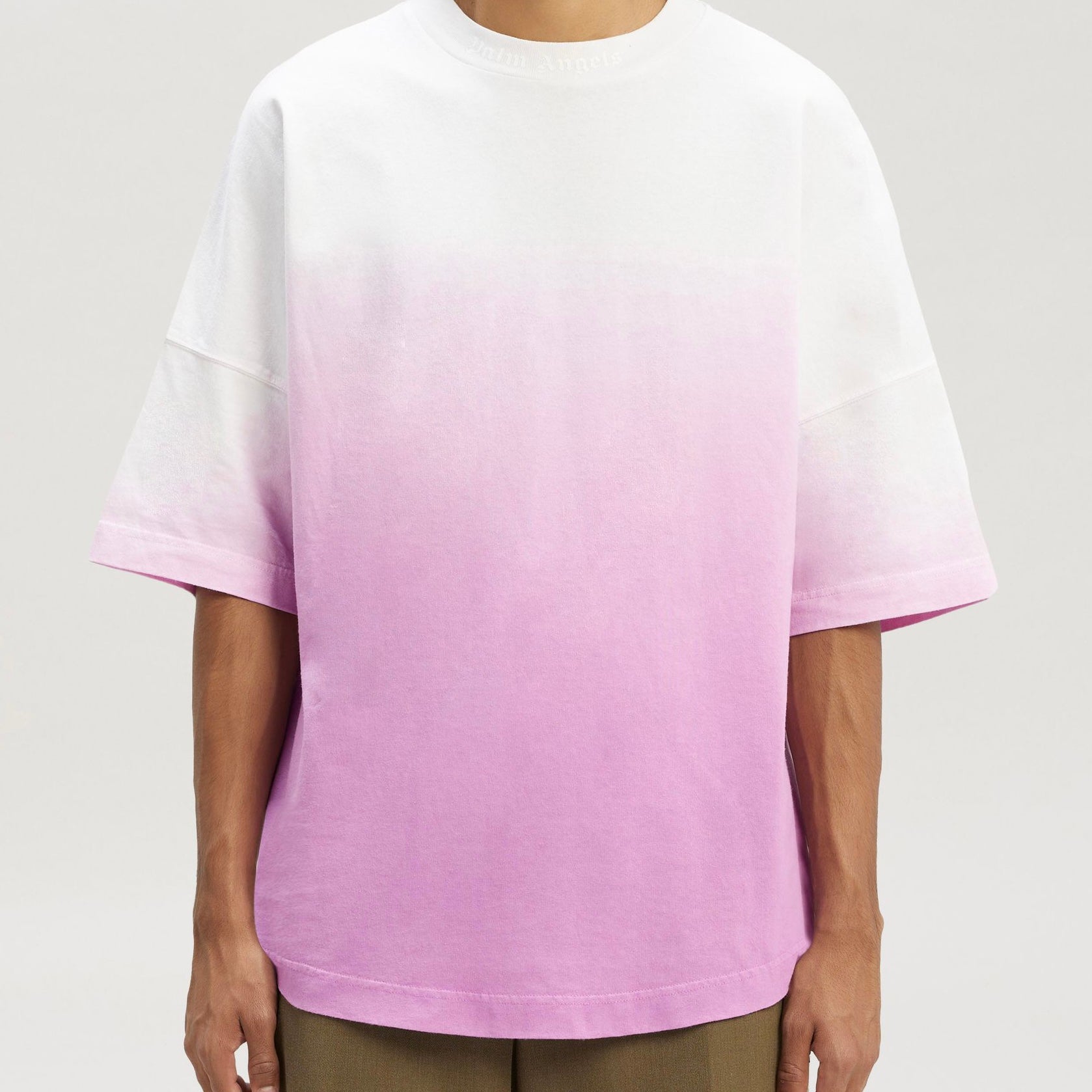 Palm Angels Classic Logo Tee with Gradient Mock Neck