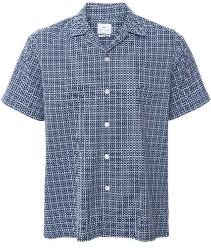 Paul Smith Blue Casual Fit Cross-Stitch Shirt