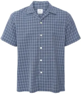 Paul Smith Blue Casual Fit Cross-Stitch Shirt