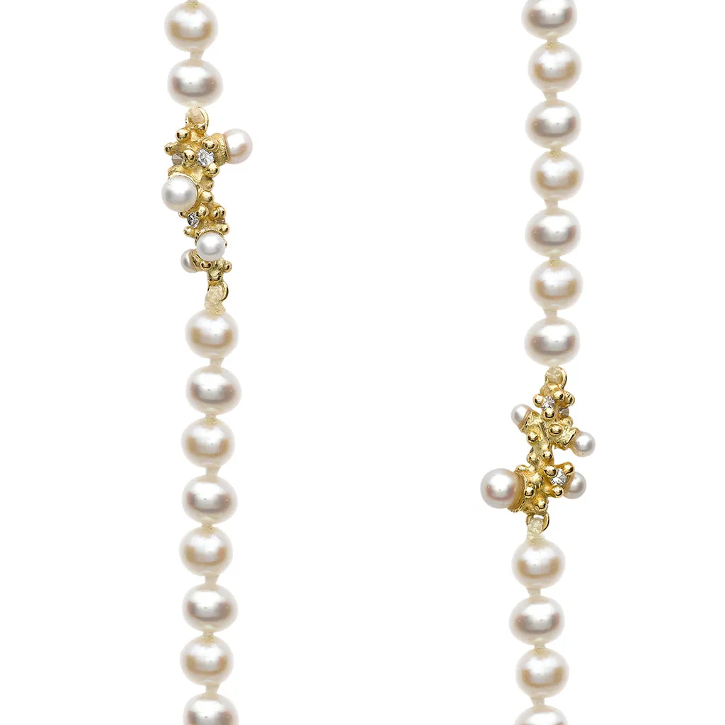 Pearl Necklace with Diamonds and Granules by Ruth Tomlinson - Shop now