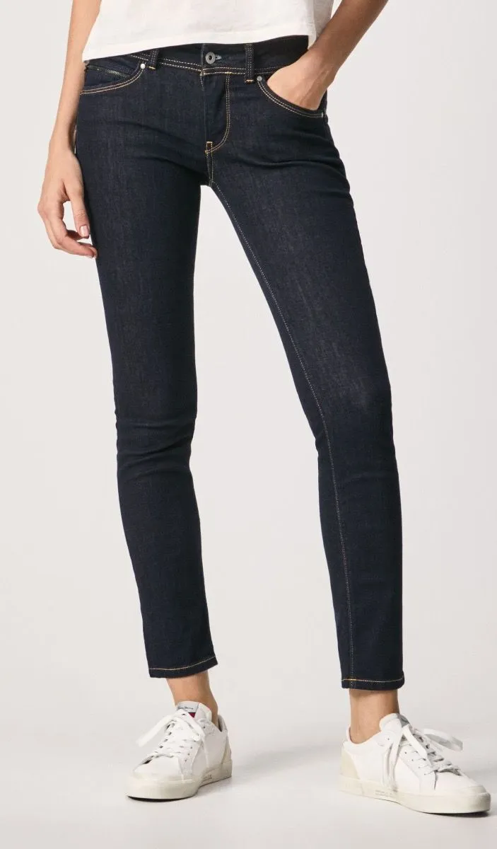 Pepe Jeans Ladies Blue Denim Slim Fit Jeans