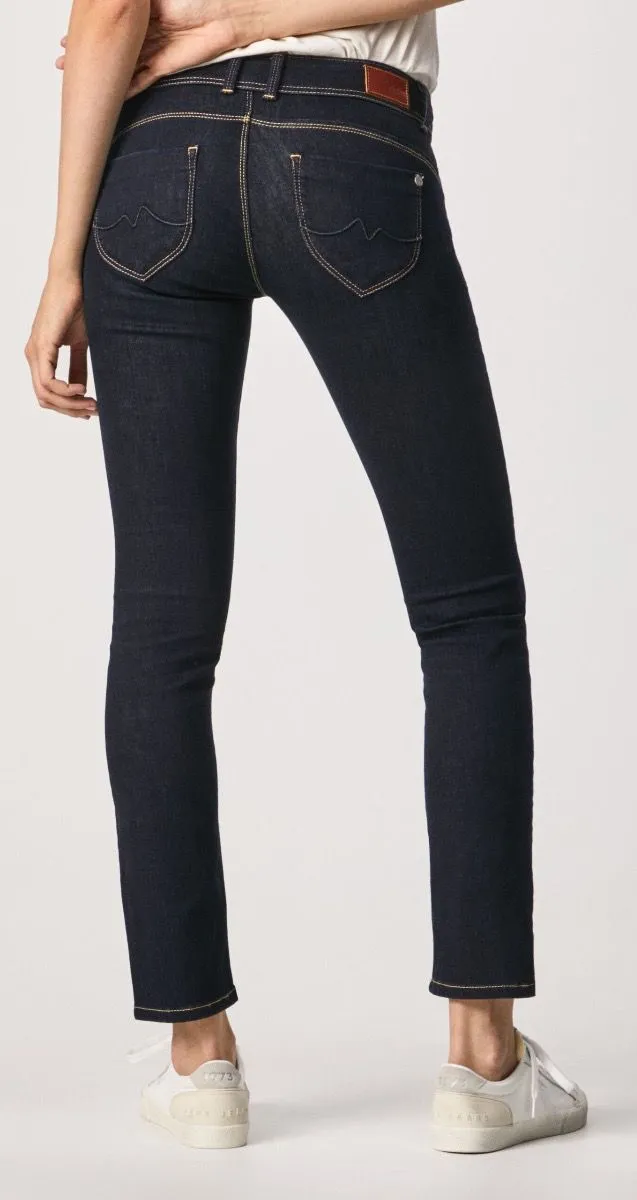 Pepe Jeans Ladies Blue Denim Slim Fit Jeans