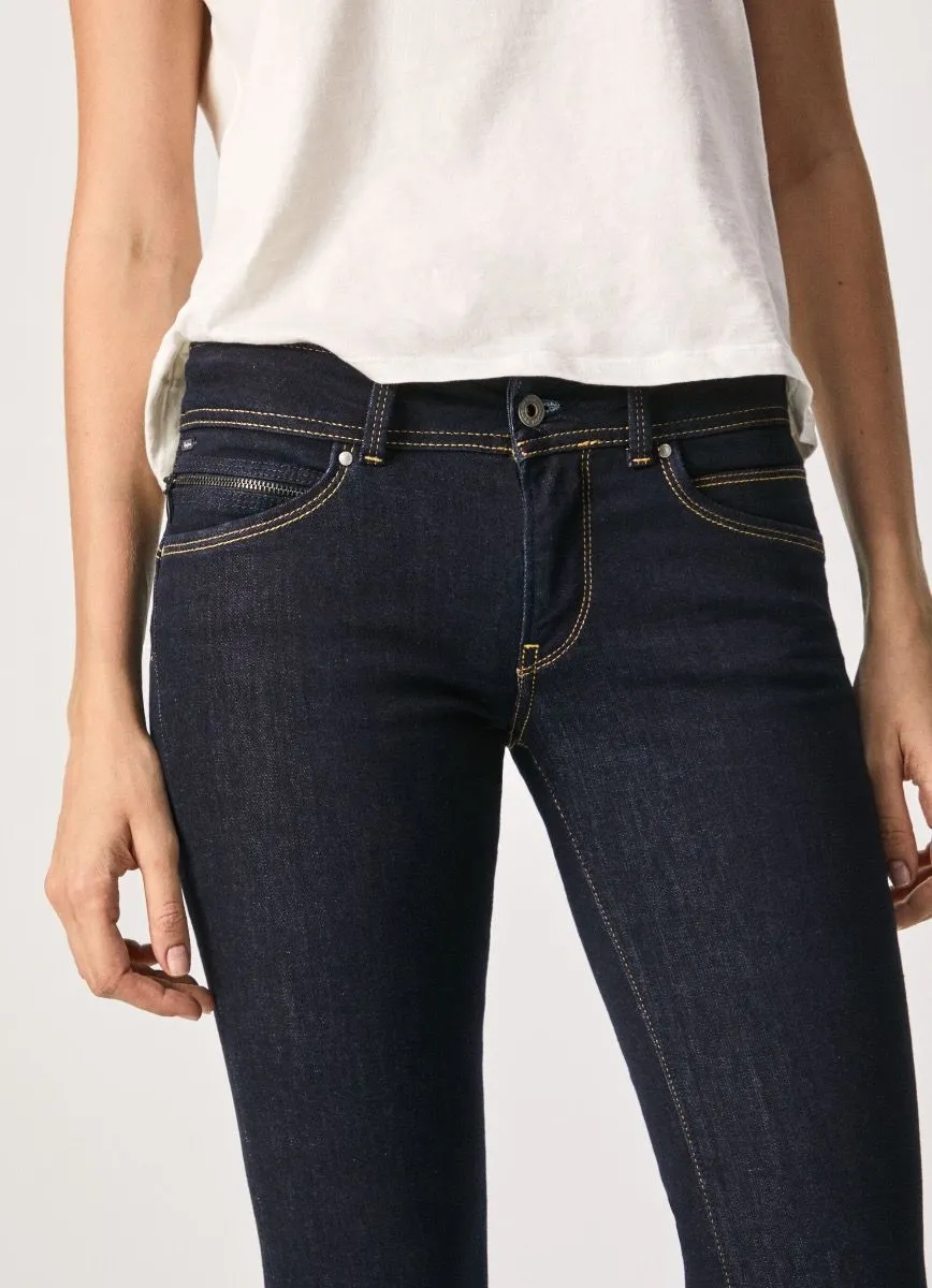 Pepe Jeans Ladies Blue Denim Slim Fit Jeans