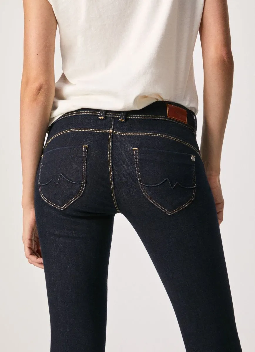 Pepe Jeans Ladies Blue Denim Slim Fit Jeans