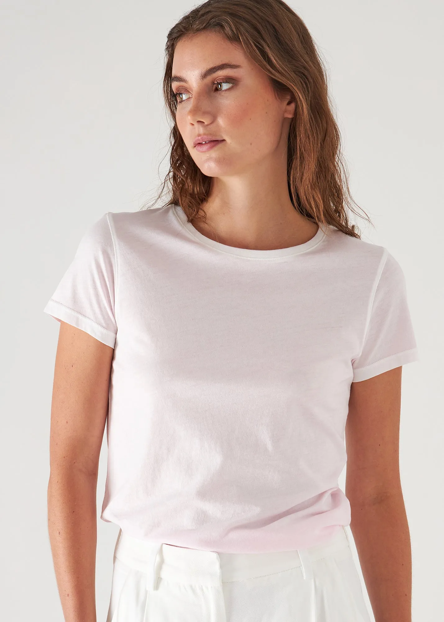 Classic Pima Cotton Crew Neck T-Shirt with Reverse Design