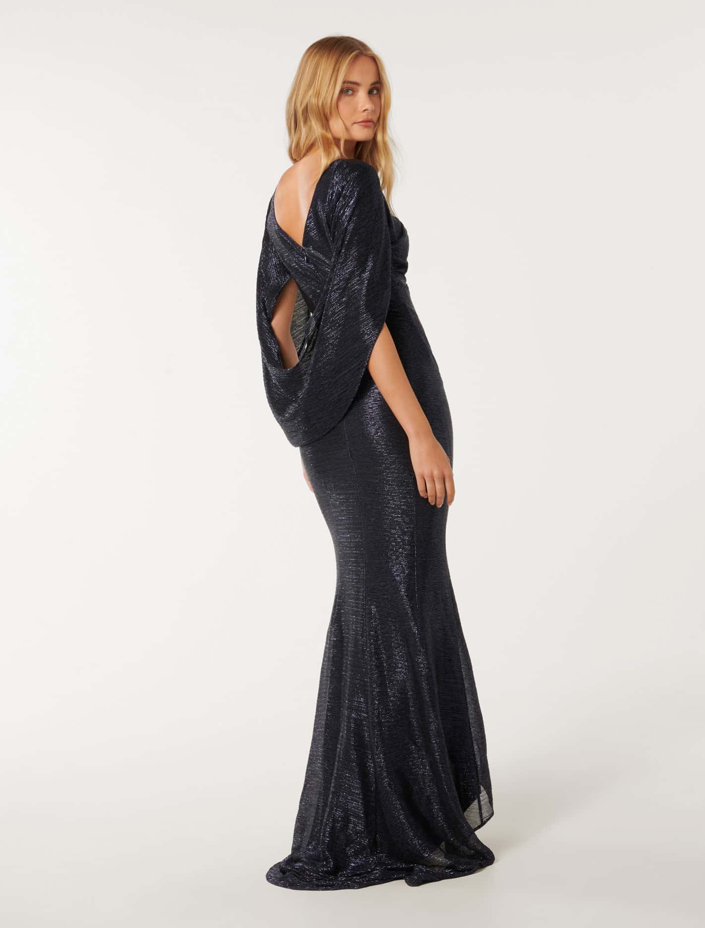 Plisse Back Drape Dress