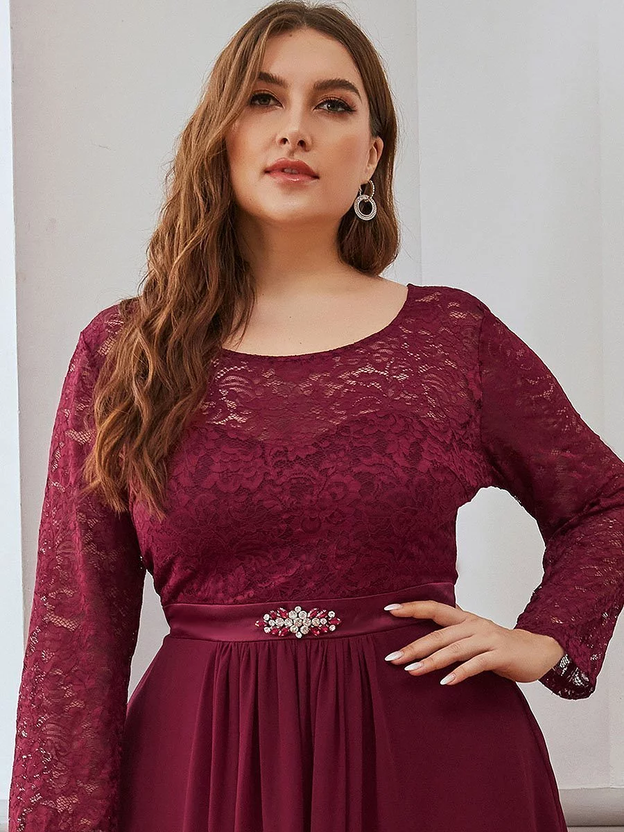 Plus Size 26 Long Sleeve Lace/ Chiffon Dress - Style 59007