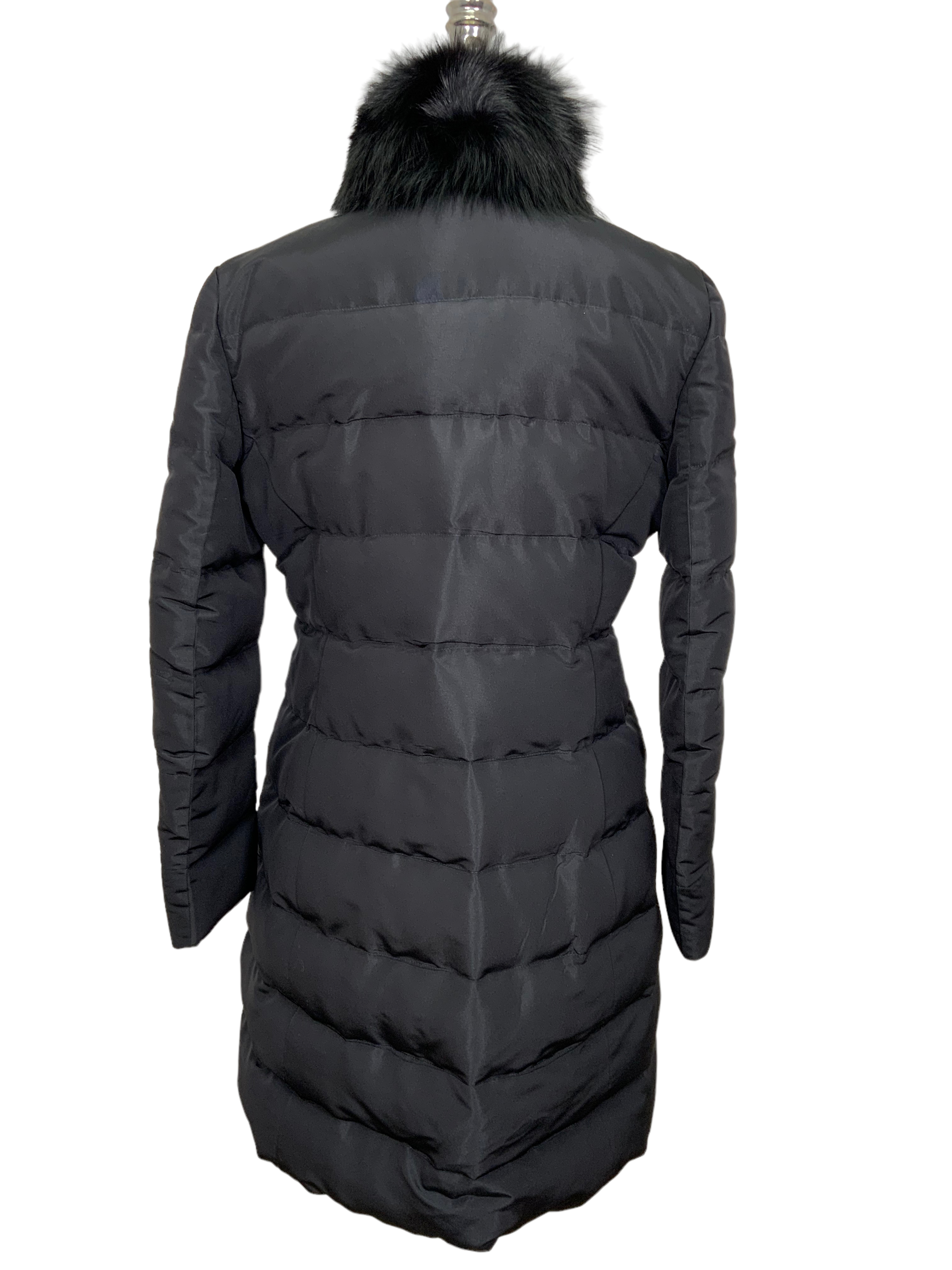 Prada Quilted Down Jacket with Fox Fur Collar - Size L