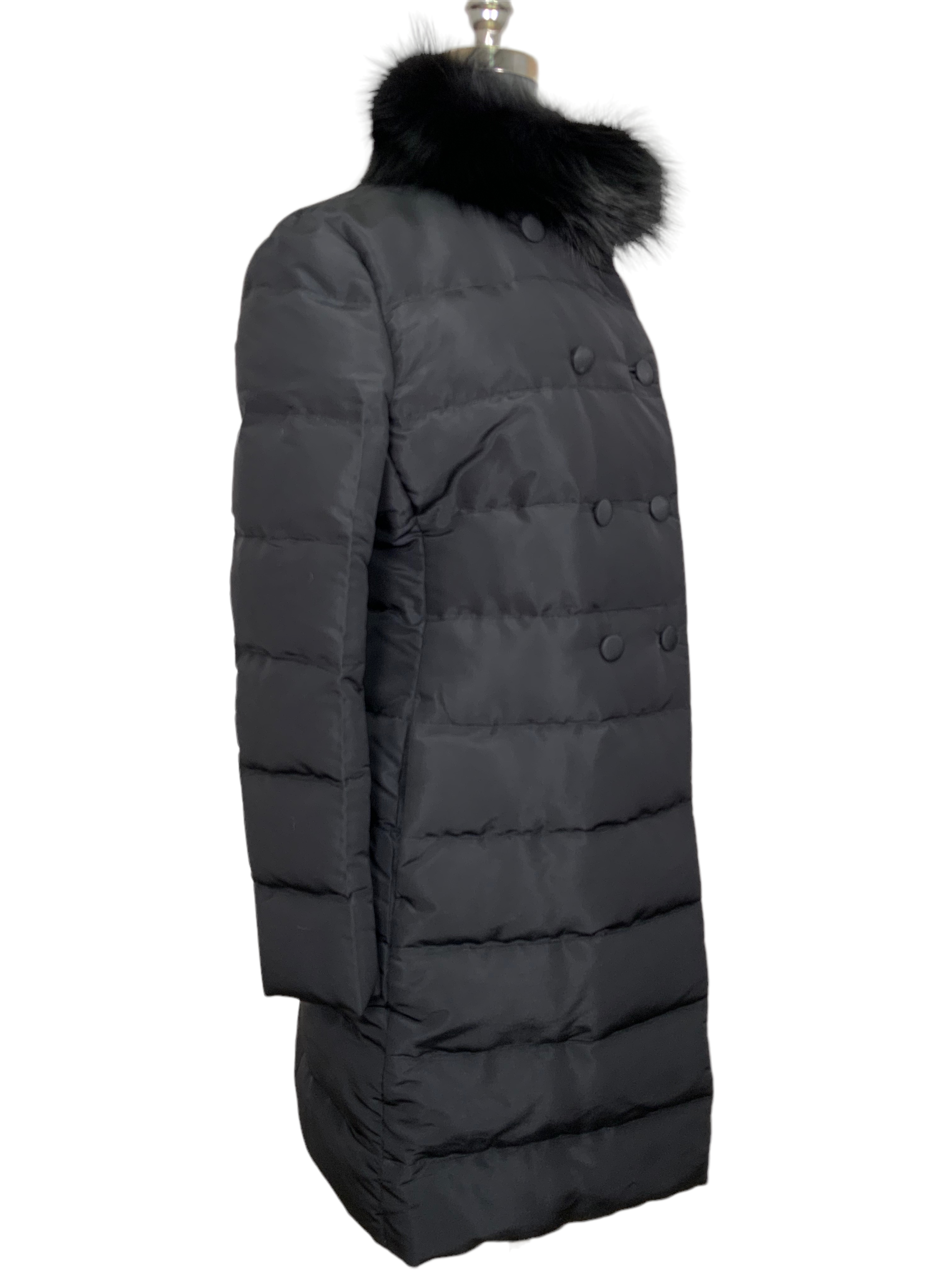 Prada Quilted Down Jacket with Fox Fur Collar - Size L