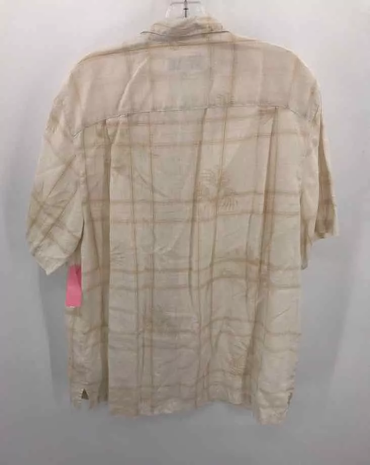 Pre-Owned Caribbean Joe White Linen Large Men's Button Down for Sale