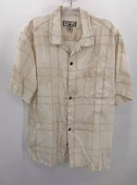 Pre-Owned Caribbean Joe White Linen Large Men's Button Down for Sale