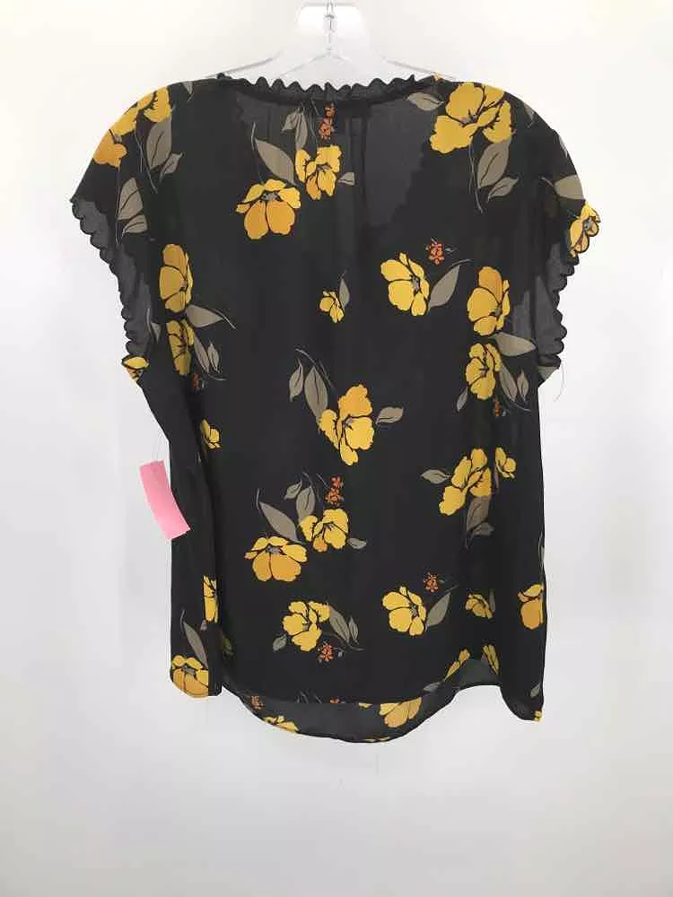 Pre-Owned Daniel Rainn Black Floral Button Down Shirt - Size XL